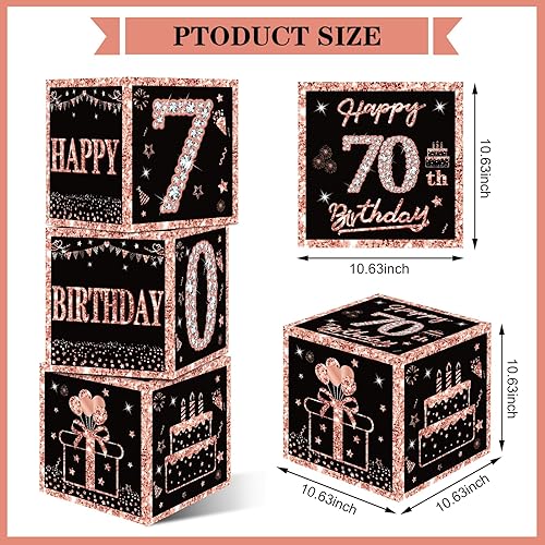 Miniatura 8 de Eiurteao 3 cajas de decoración de cumpleaños número 40 para mujer, cajas de globos de feliz cumpleaños de 40 años de oro rosa, suministros de
