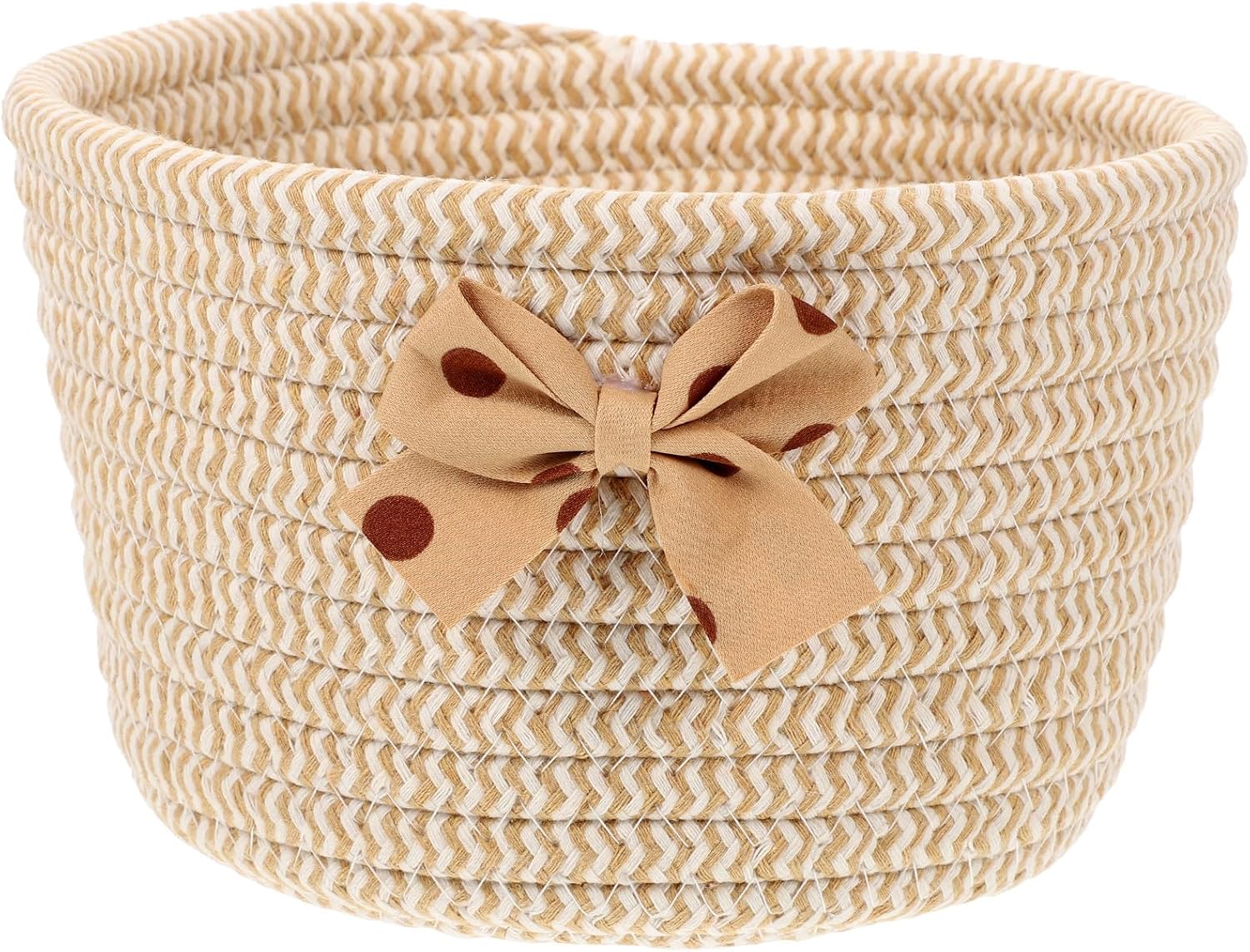 Wakauto Bow Desktop Storage Basket Cotton Rope for Home Organization Decor