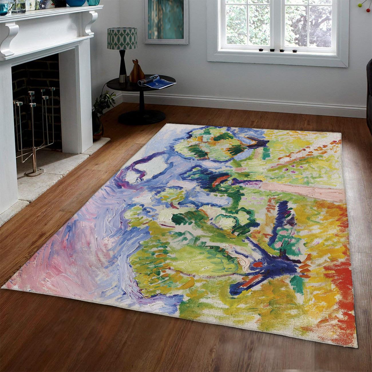 Tapis de chambre paysage abstrait vert 120x180 doux et lavable en machine