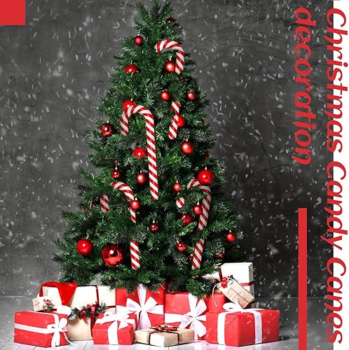 Miniatura 7 de Tamaño Grande 4 Piezas Bastones de Caramelo Navideños Grandes de 11.8 Pulgadas para Decoraciones de Árbol Rojo y Blanco Accesorios de Bastón