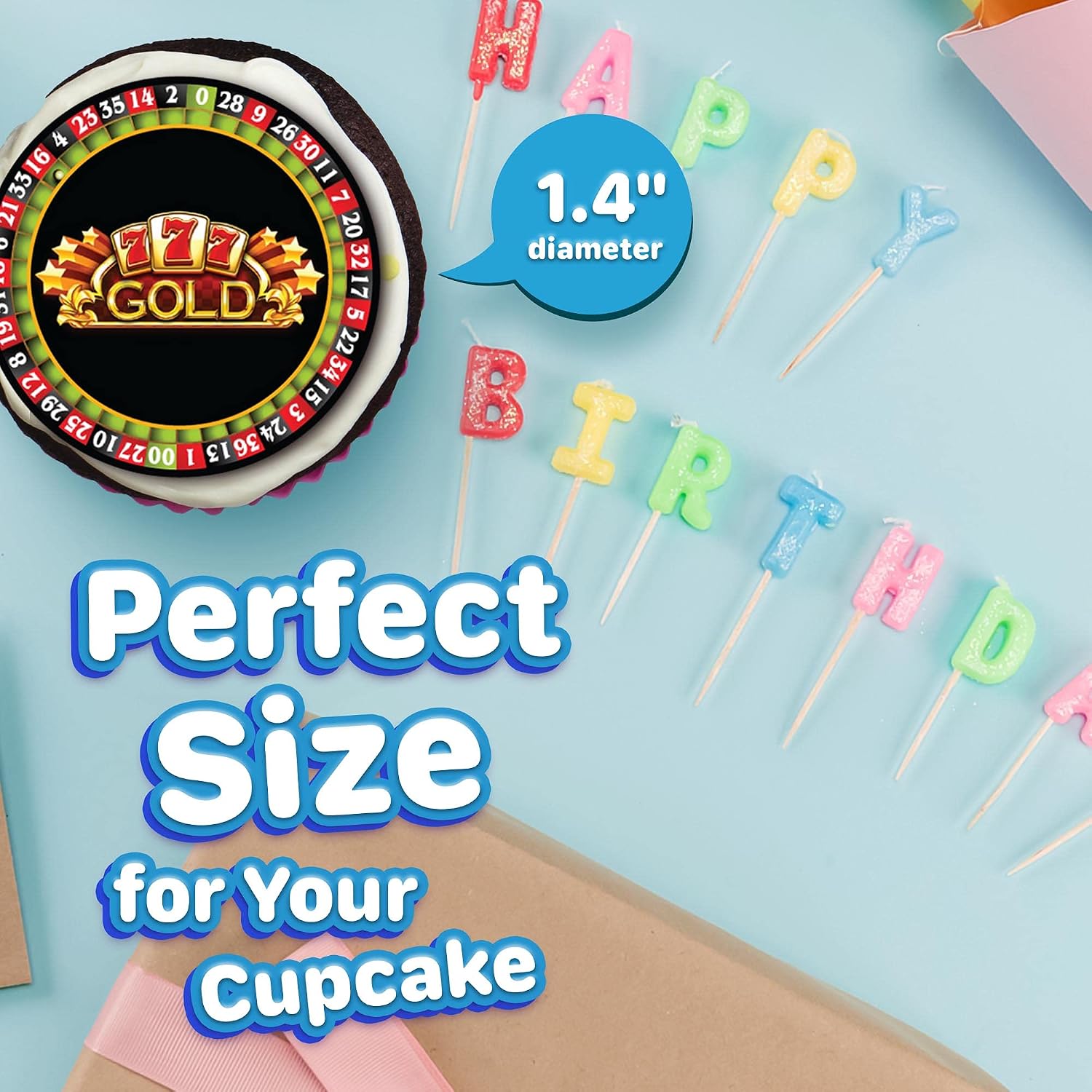 30 x Edible Cupcake Toppers Themed of Casino Collection of Edible Cake Decorations | Uncut Edible on Wafer Sheet image 4