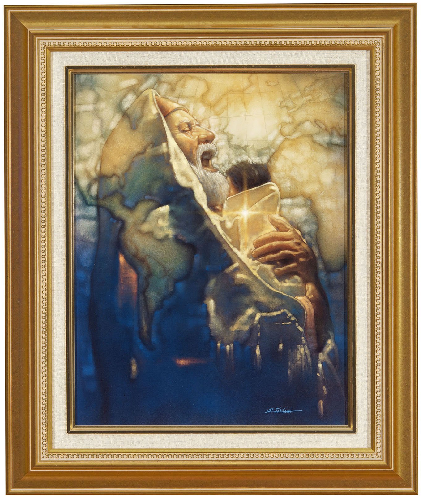 "Simeon's Moment" Framed CHRISTIAN ART Prayer Inspirational RON DICIANNI Gold Frame