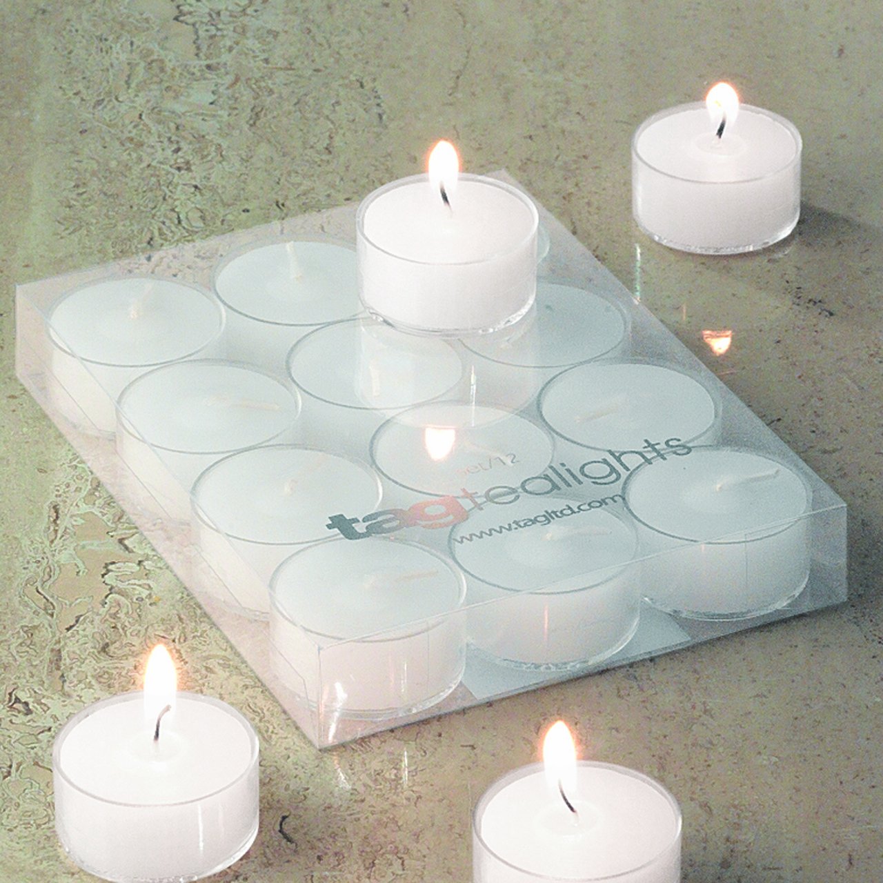 tagWhite Unscented Wax Tealight Candles Set of 12, Burn Time 3 Hours White
