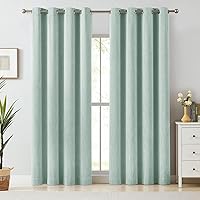 Vista 20 de Melodieux Elegantes cortinas opacas de algodón para oscurecer la habitación, para sala de estar, dormitorio, con aislamiento térmico, paneles