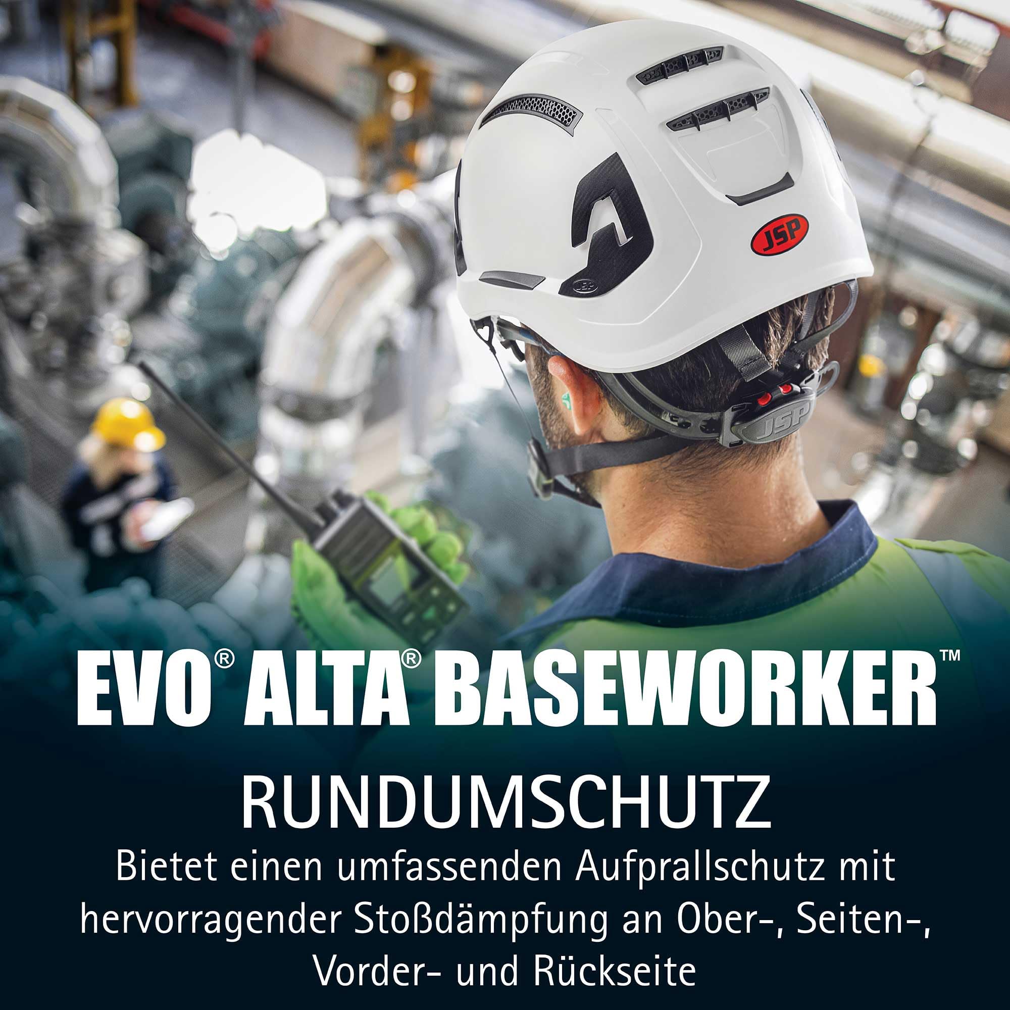 JSP EVO ALTA BASEWORKER Premium Schutzhelm Bauhelm aus ABS, Unbelüftet Weiß