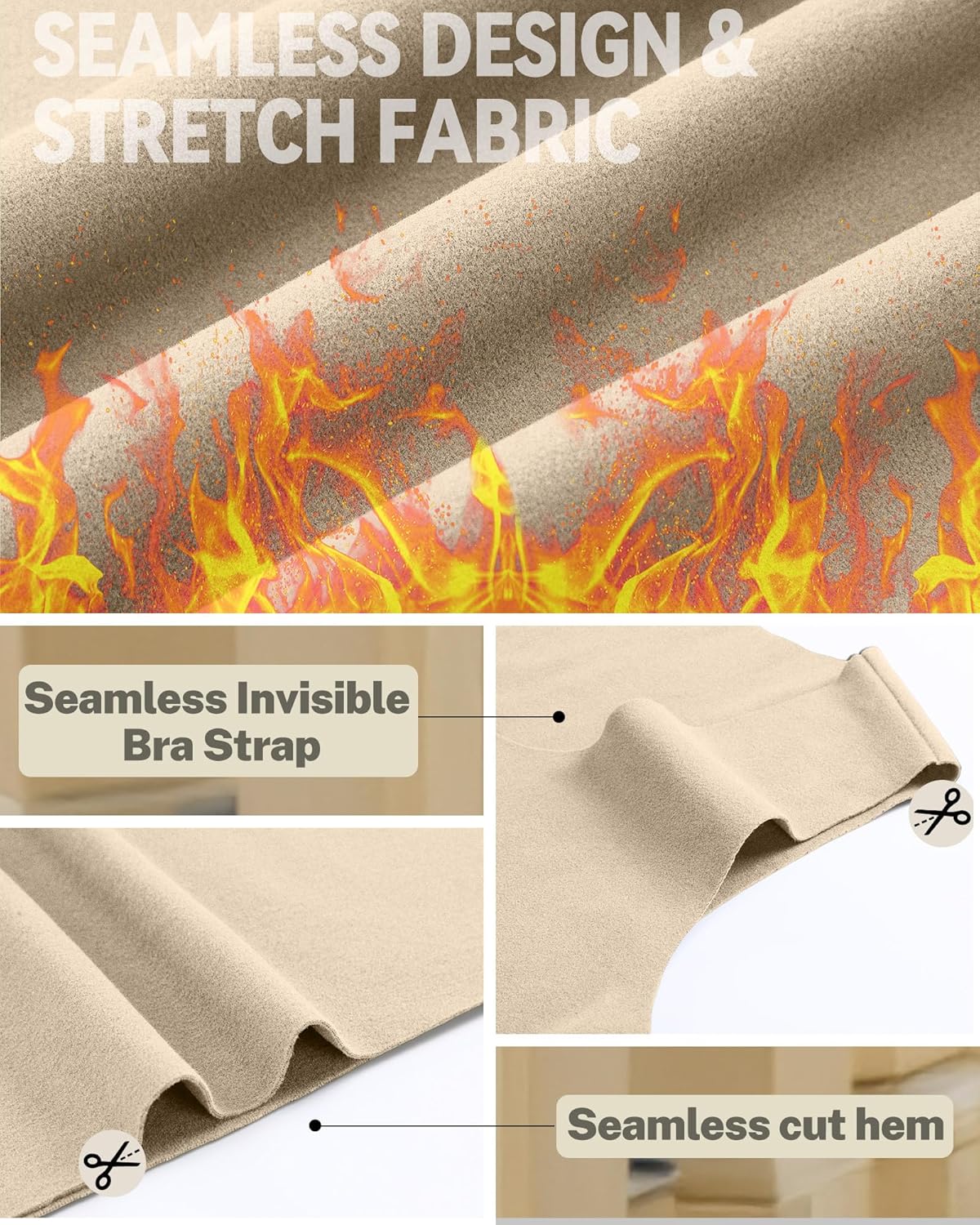 5 Pack Women's Thermal Tank Tops Fleece No Hem Thermal Underwear Sleeveless Tops Camisole Warm Base Layer - Image 3