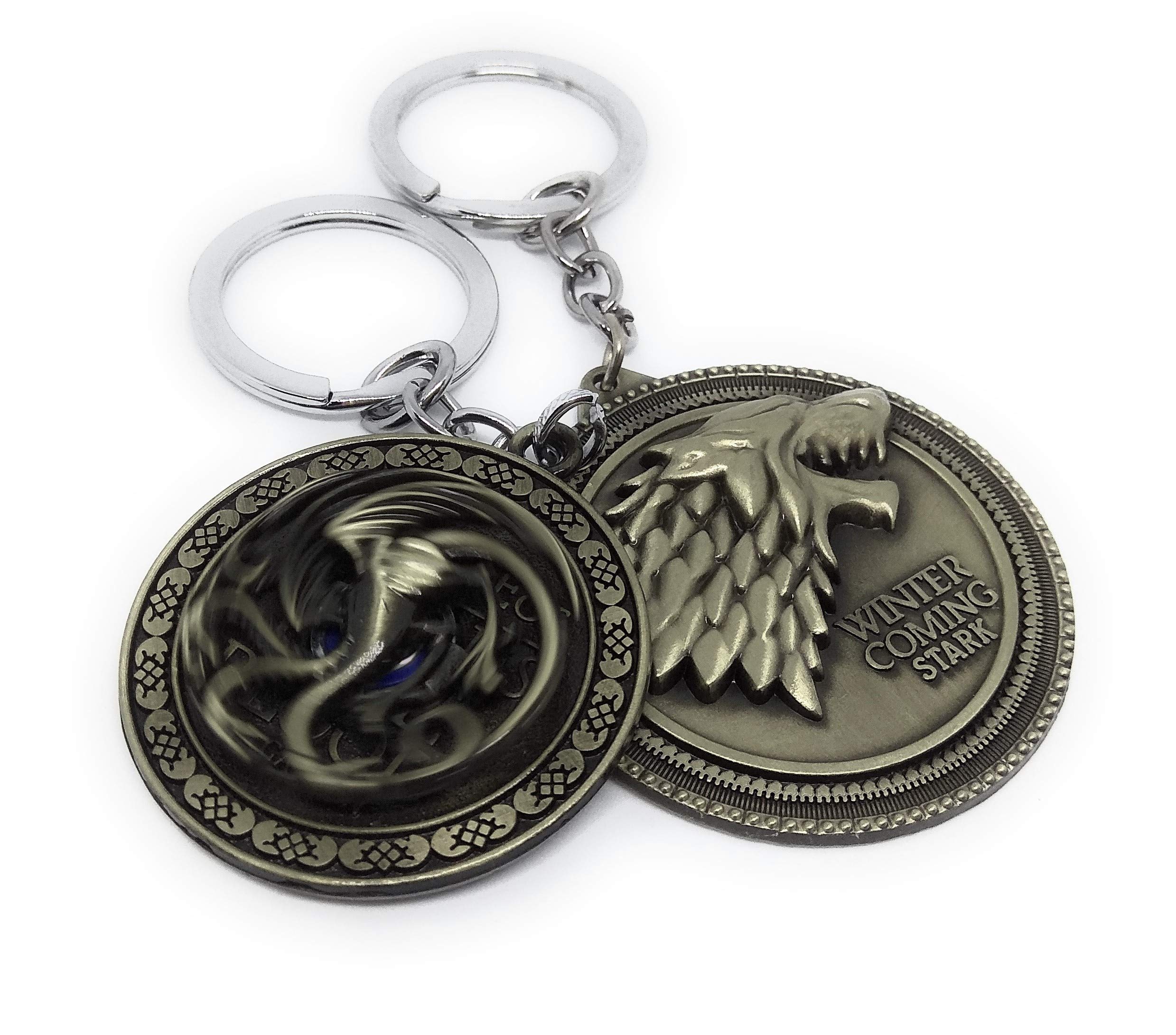 Kolossalz Game of Thrones Metal Keychains keyrings for Bike Car Men Boys Gift (Set of 2)