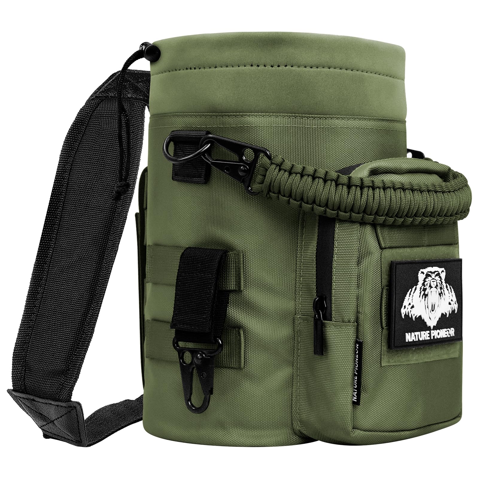 nature pioneor 32 64 oz tactical water bottle pouch, multi-function tactical water bottle bag with adjustable shoulder strap, molle strap carrier holder