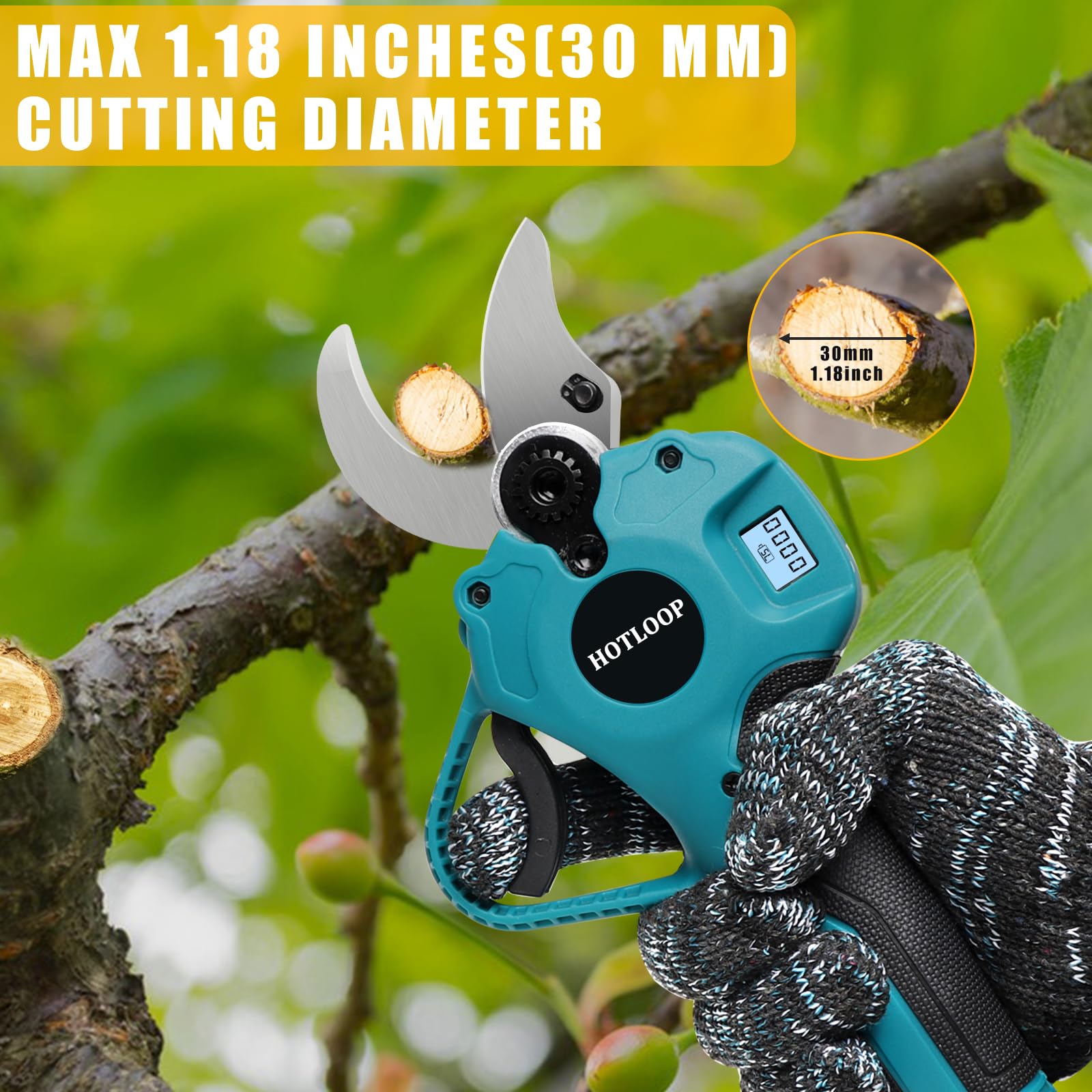 Cesoie a batteria Cesoie elettriche cesoie a batteria Gardena con diametro di taglio max 30 mm con 2 lame di ricambio SK5, display LCD