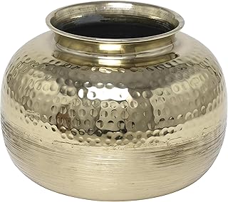 Deco 79 Aluminum Metal Decorative Vase Brushed Centerpiece Vase with Ham...