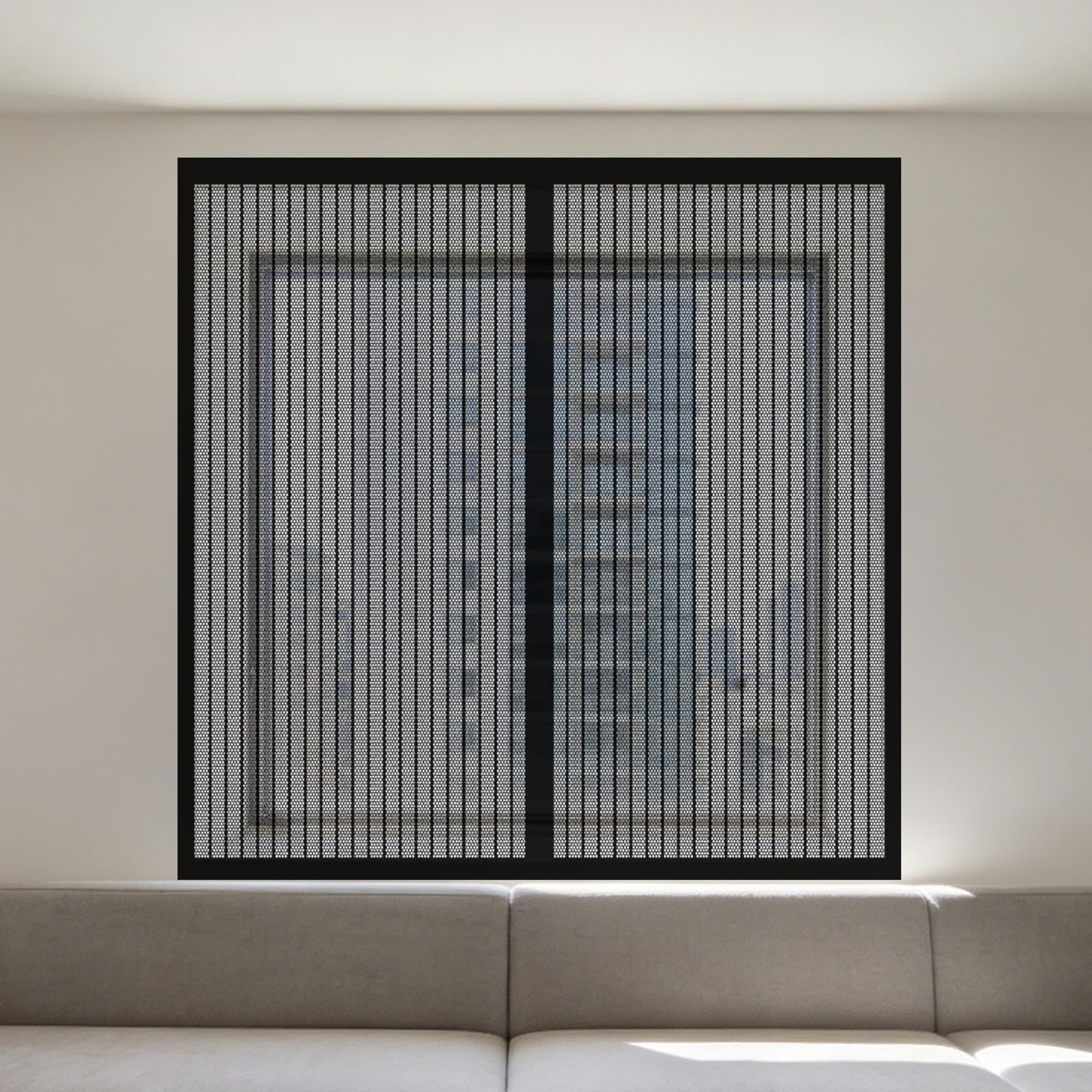 Magnetic Fly Screens Windows 135 x 165 cm with Selfadhesive Reinforced Thickened Window Screen with Installation Accessories for Windows Doors and Patio Screens, Black