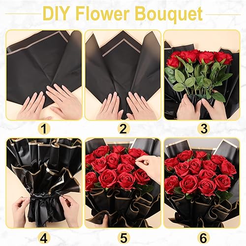 Miniatura 4 de 163 piezas de accesorios para ramo de flores, incluye papel de regalo de flores, cabeza de diamante, alfileres rectos, mini corona, decoración de