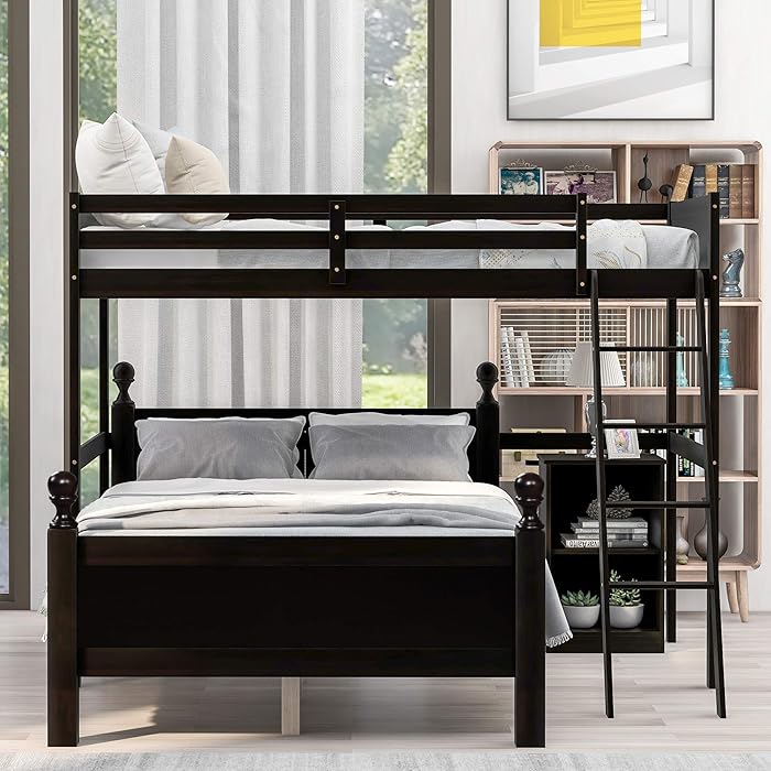 Buy SOFTSEA Twin Over Full Loft Beds with Storage LShaped Twin
