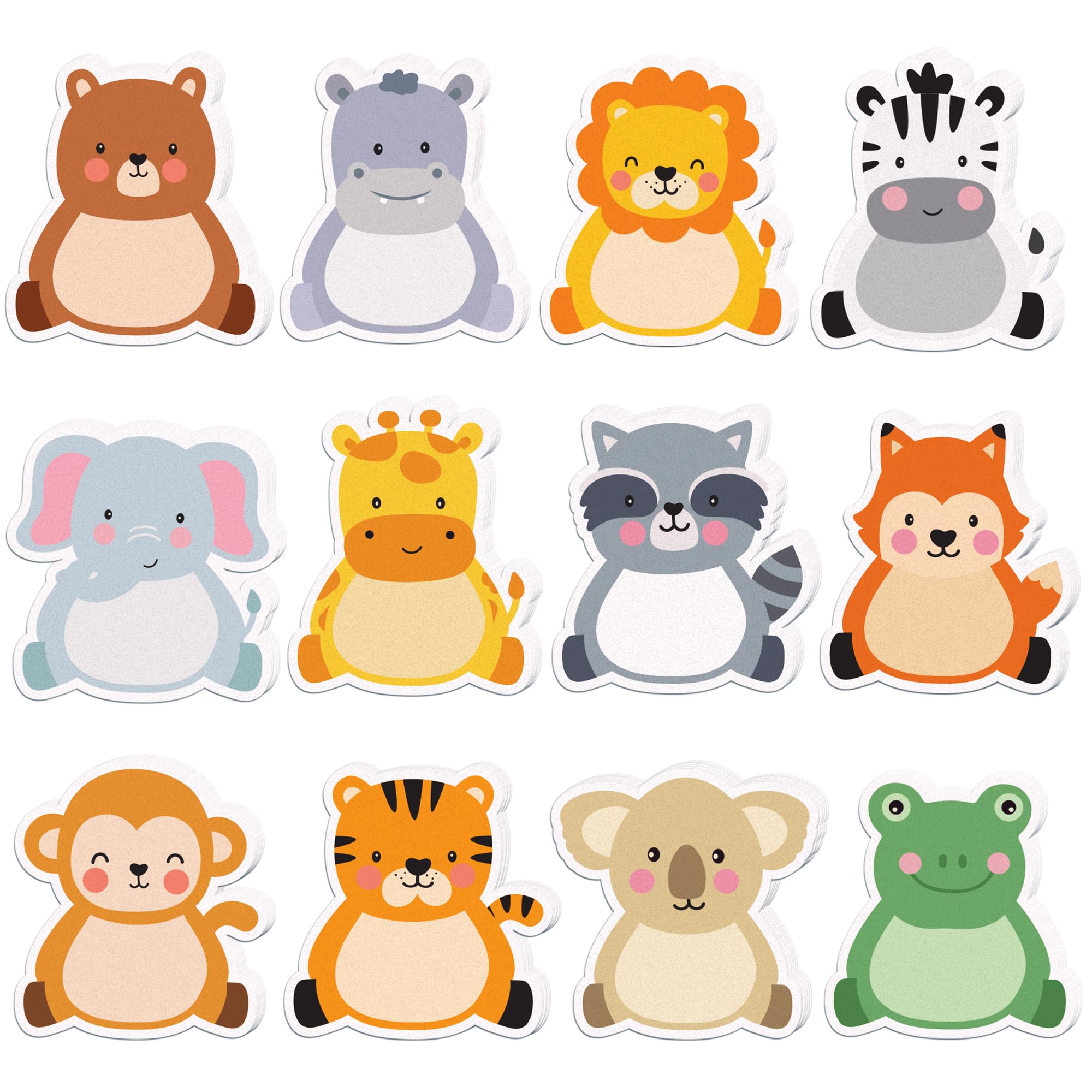 Haftnotizen mit Dschungeltieren, 240 Seiten, niedliches Cartoon-Tier, selbstklebender Notizblock, Dschungeltiere, Haftnotizen, Cartoon-Notizblock, Notizblöcke für Zuhause, Schule, Büro, 12 Designs