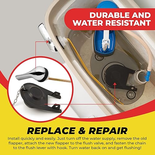 Miniatura 23 de Qualihome Kit de reemplazo de manija de inodoro de níquel cepillado de montaje frontal con kit de repuesto universal de 2 pulgadas y cadena de aleta