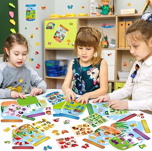 Miniatura 4 de CY2SIDE Juego de 12 calcomanías de espacio exterior para niños, haz un tarro exterior, escena con calcomanías de astronauta del espacio exterior,