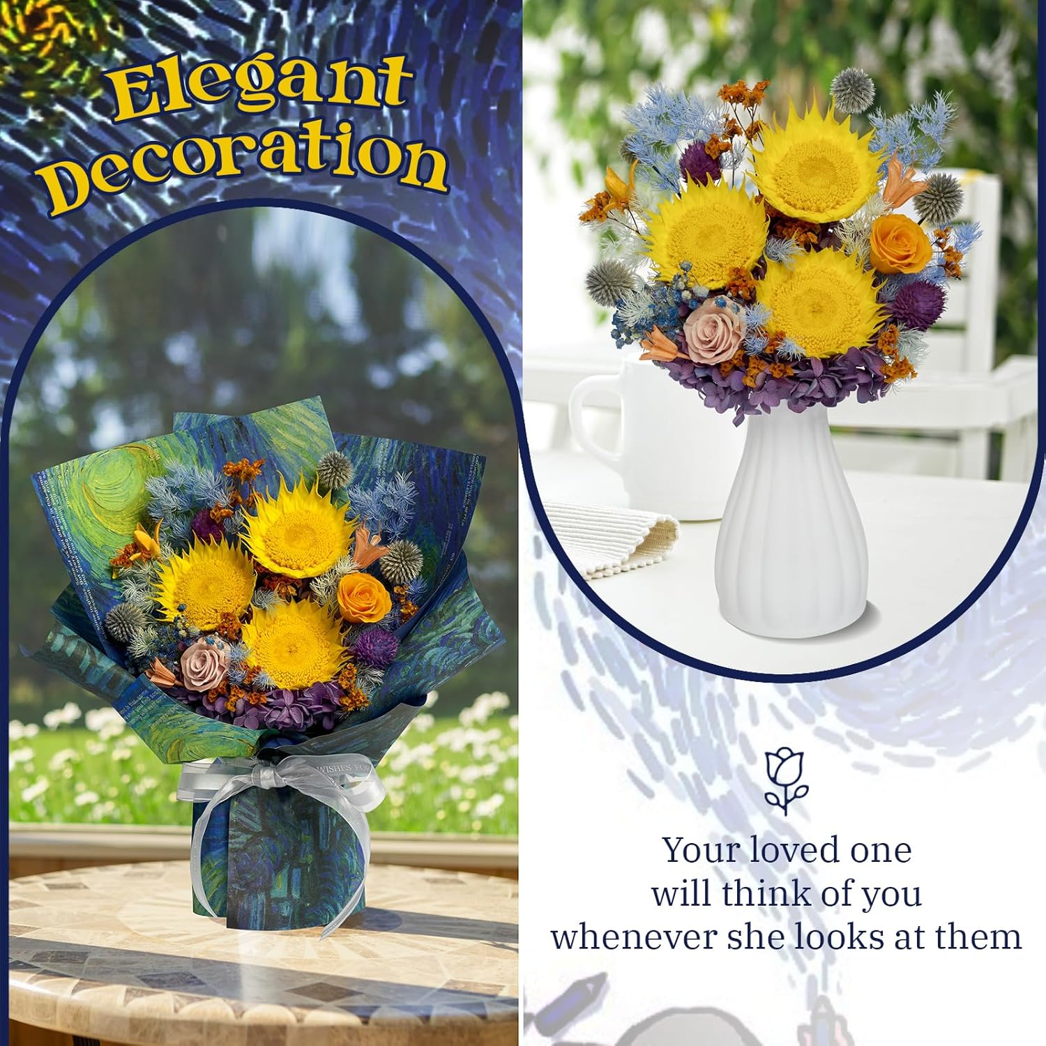 Preserved Flowers Bouquet – Forever Real Roses, Long-Lasting Flowers for Delivery | Birthday Gifts for Women, Mom, Wife, Friend | Ideal for Anniversary, Mother’s Day, Graduation (Sunflower) - Image 6