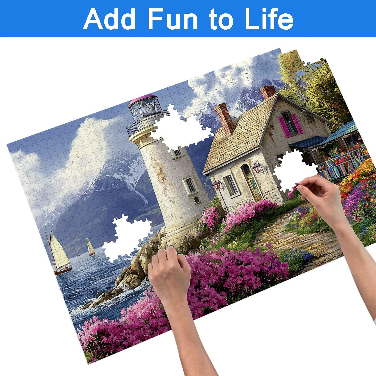 Puzzle 1000 Pezzi Giardino, Puzzle Paesaggio 1000 Pezzi Arte per Adulti e Bambini, Misura: 75x50 cm, Puzzles Legno per Adulti con Squisita Scatola di Imballaggio, Idea Regalo Donna, Regalo Uomo, -8865