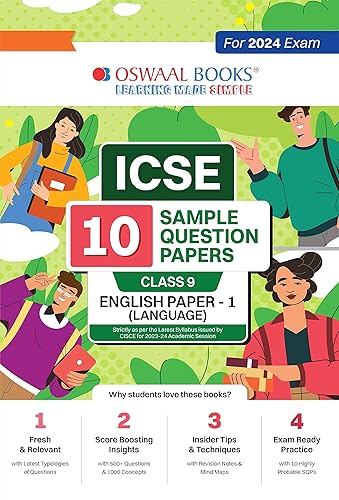 Oswaal ICSE 10 Sample Question Papers Class 9 English-1 Hardcover Book For 2024 Exam (Based On The Latest CISCE/ICSE Specimen Paper)
