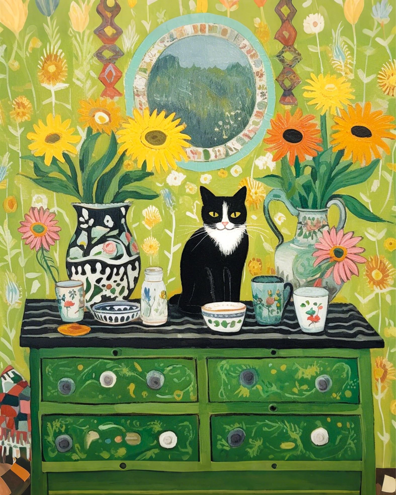 Katze Malen Nach Zahlen Erwachsene- Leinwand Malen nach Zahlen Diy Erwachsene , Malen Nach Zahlen Kit mit 3 Pinsel, Acrylfarben Handgemalt Ölgemälde Leinwand für Home Decor, Ohne Rahmen(40×50cm)