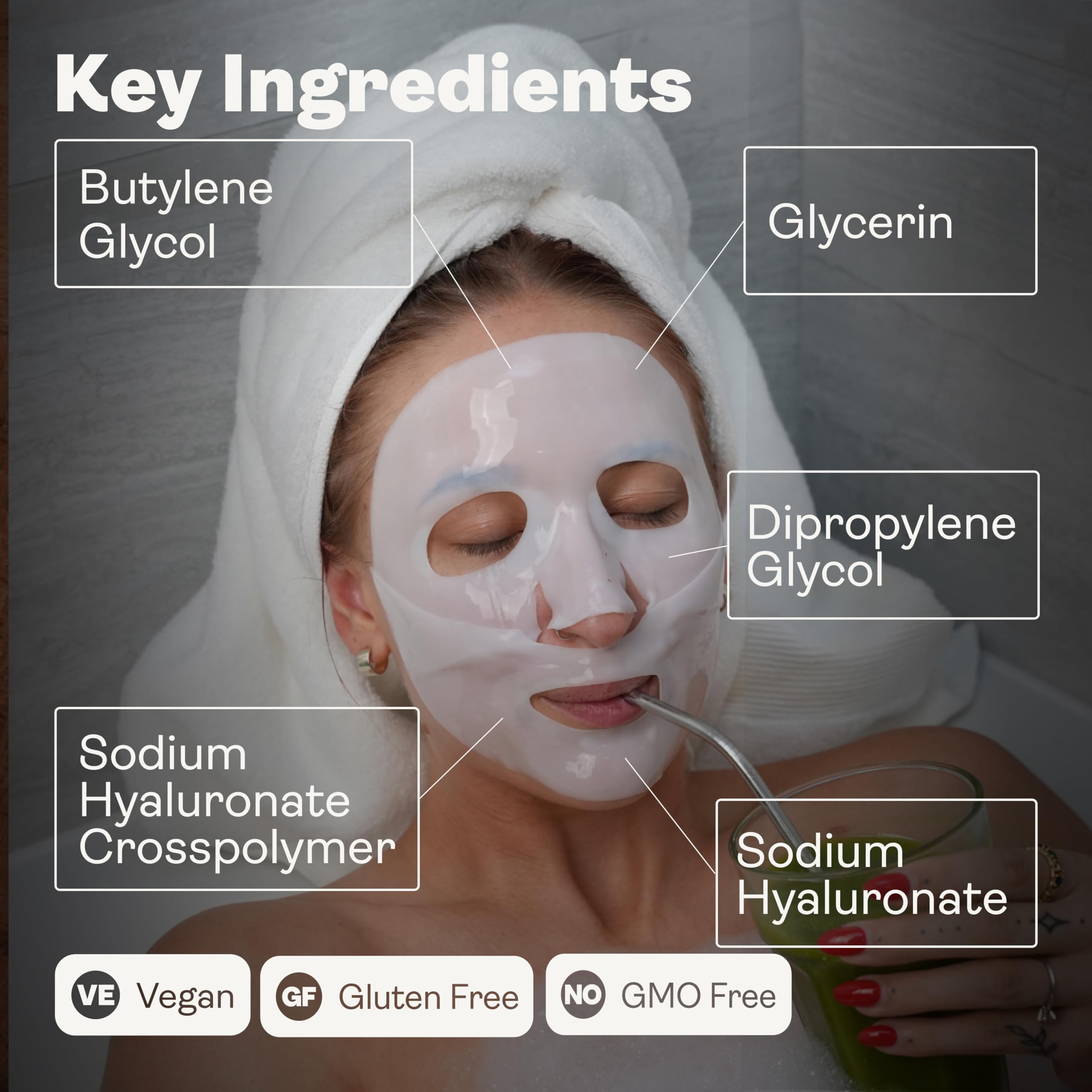 Youth and Earth Bio-Collageno Maschera Viso all'Acido Ialuronico - Confezione da 5 - Maschere Viso Anti-Età per Donna - Maschera Viso Idratante - Trattamento Viso