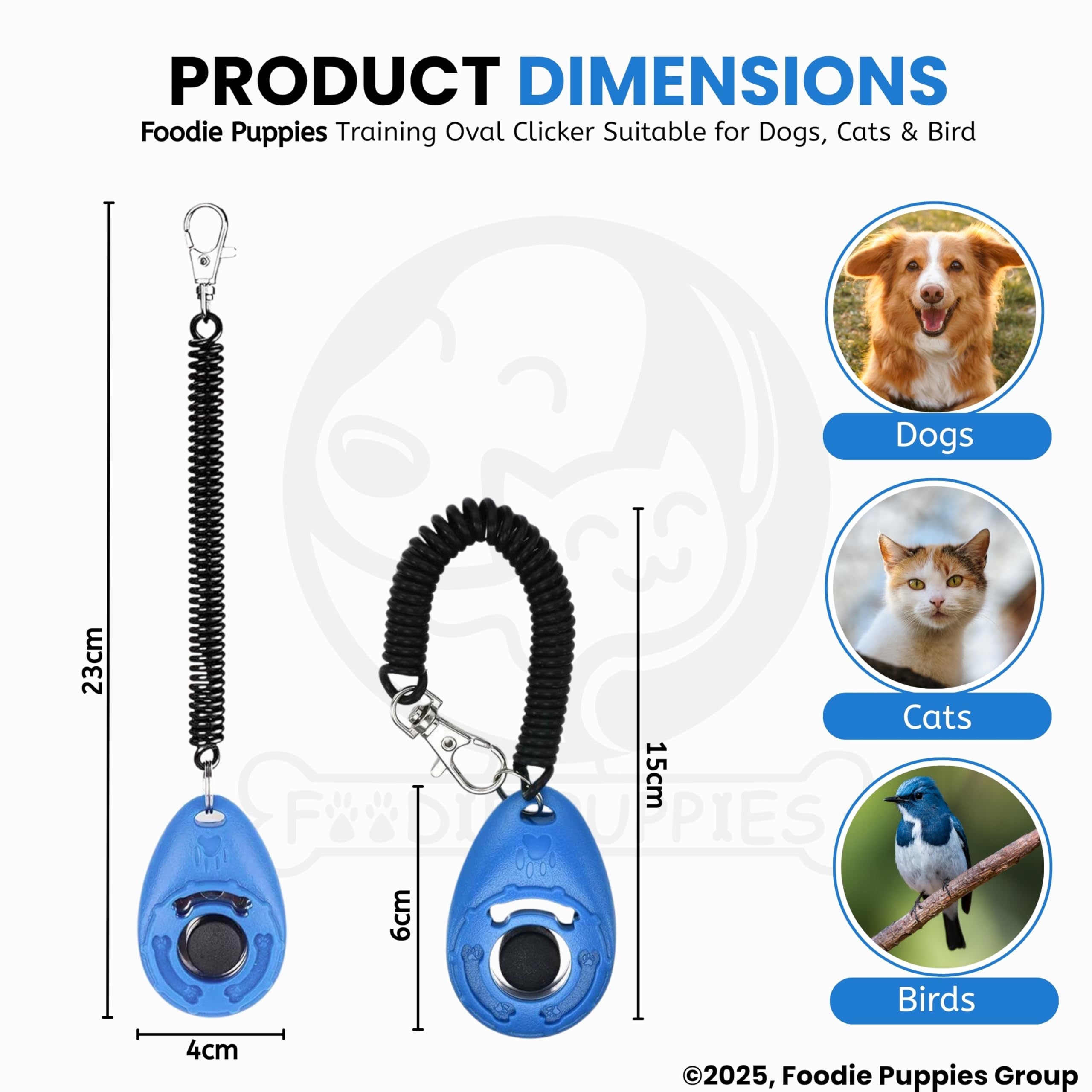 Foodie Puppies Dog Training Clicker with Wrist Strap - (Oval Clicker) | Durable, Easy to Use, Pet Training Clicker Perfect for Cats, Puppies and Birds for Behavioral Training, (Colour May Vary)