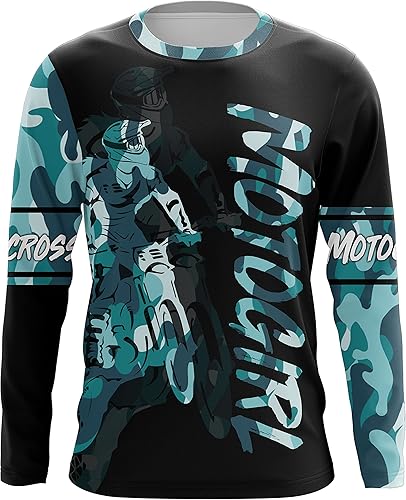 Miniatura 2 de Camiseta de motocross UPF30+ personalizada para mujer y niña, camiseta de carreras todoterreno