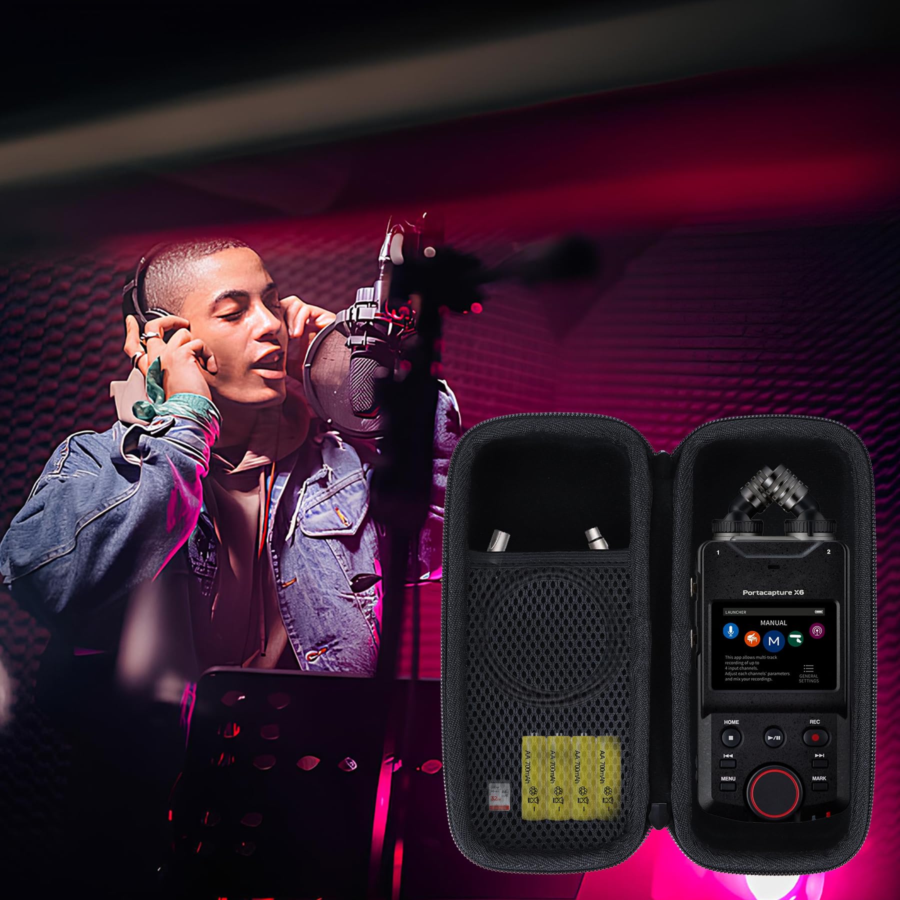 Lebakort Custodia Rigida da Viaggio per Registratore Tascam Portacapture X6