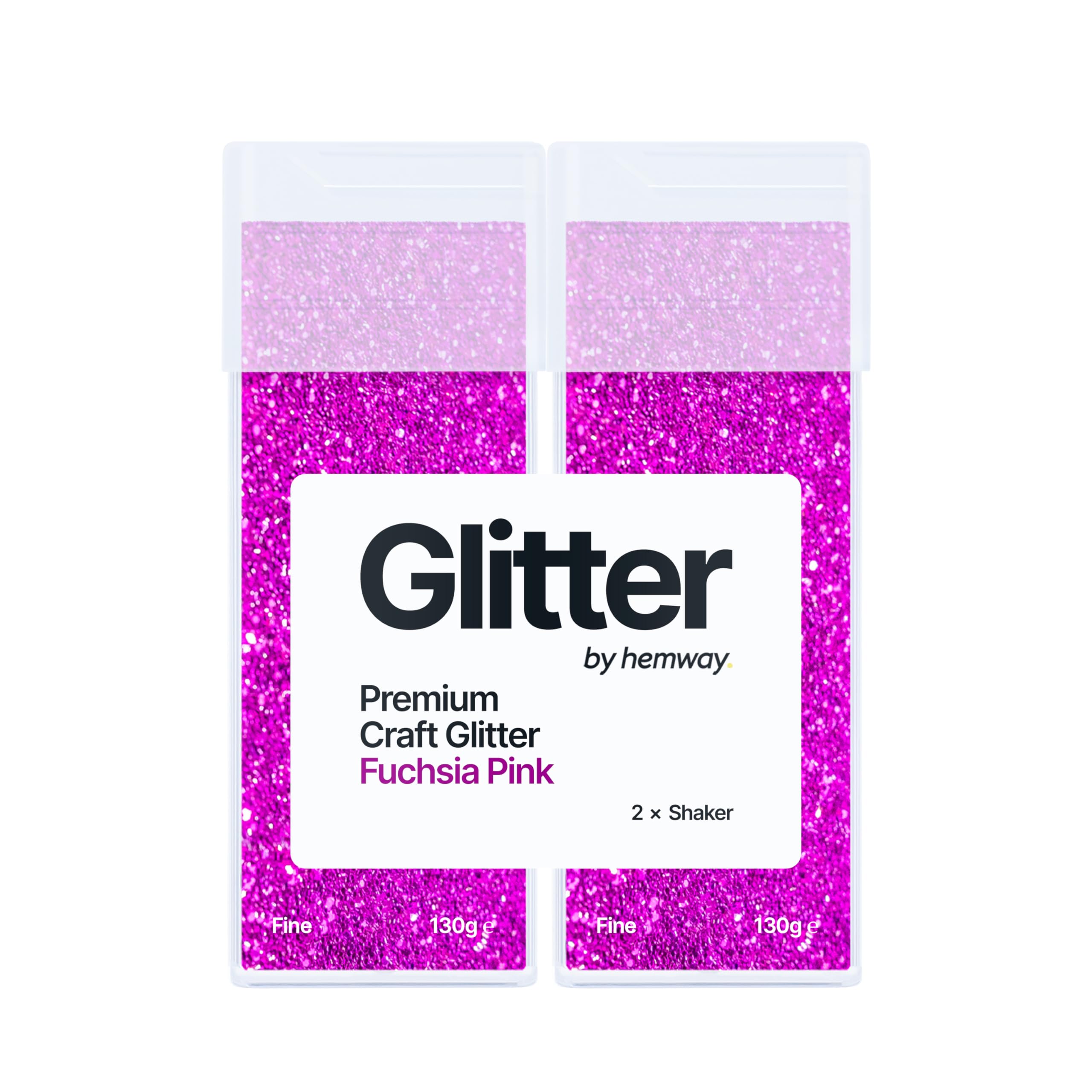 Hemway Glitter Shaker Fuchsia Pink 130g x2 Pack Fine, Craft Glitter Shakers for Resin & Epoxy Crafts, Christmas Art Supplies