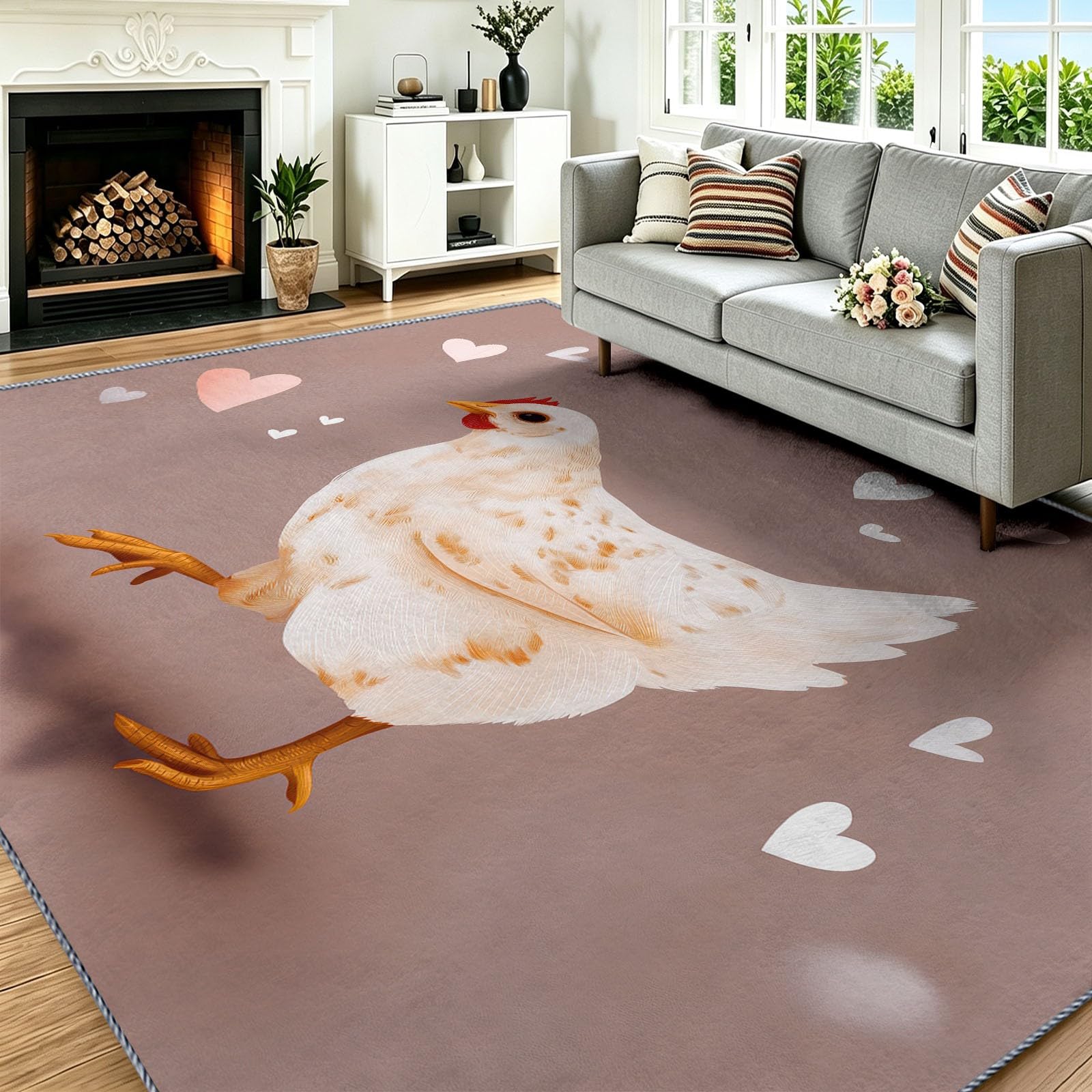 Tapis marron poils courts 120x170 cm à motif minimaliste Générique