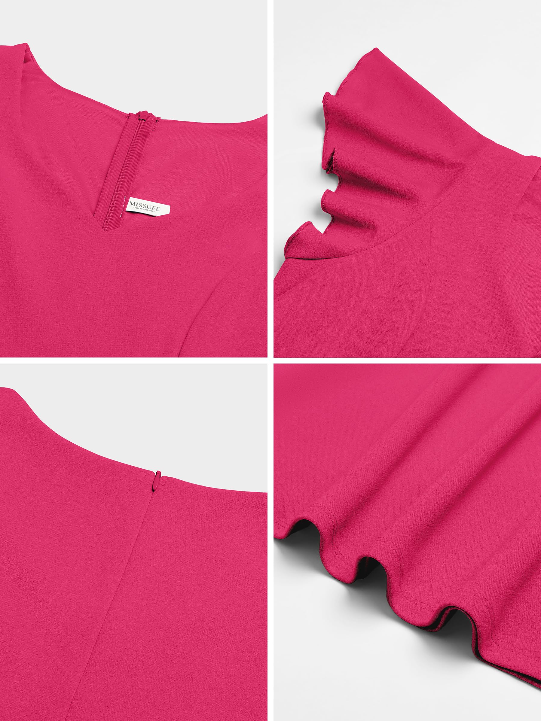 Missufe Damen Cocktailkleid Elegant Vintage Minikleid Kurz A-Linie Herzausschnitt Kleider