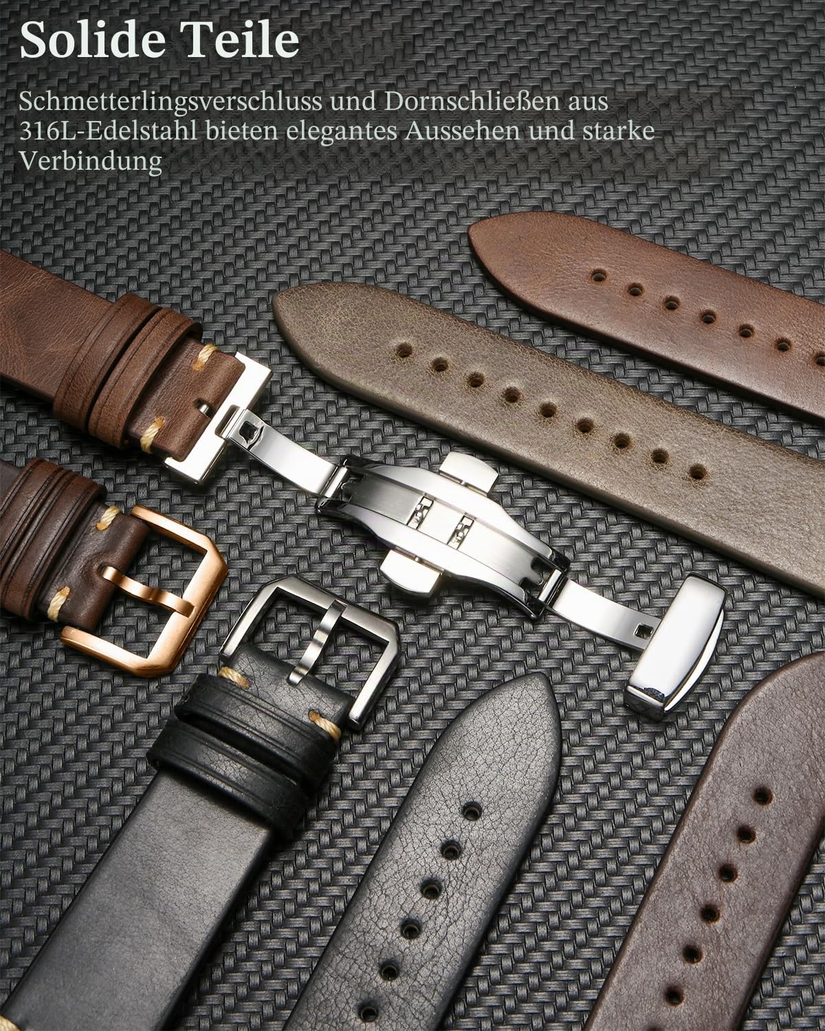 REZERO Schnellverschluss-Uhrenarmbänder aus Kalbsleder, Uhrenbänder, Uhrenarmband aus weichem Leder für Herren und Damen, 18 mm, 19 mm, 20 mm, 21 mm, 22 mm, 23 mm, 24 mm