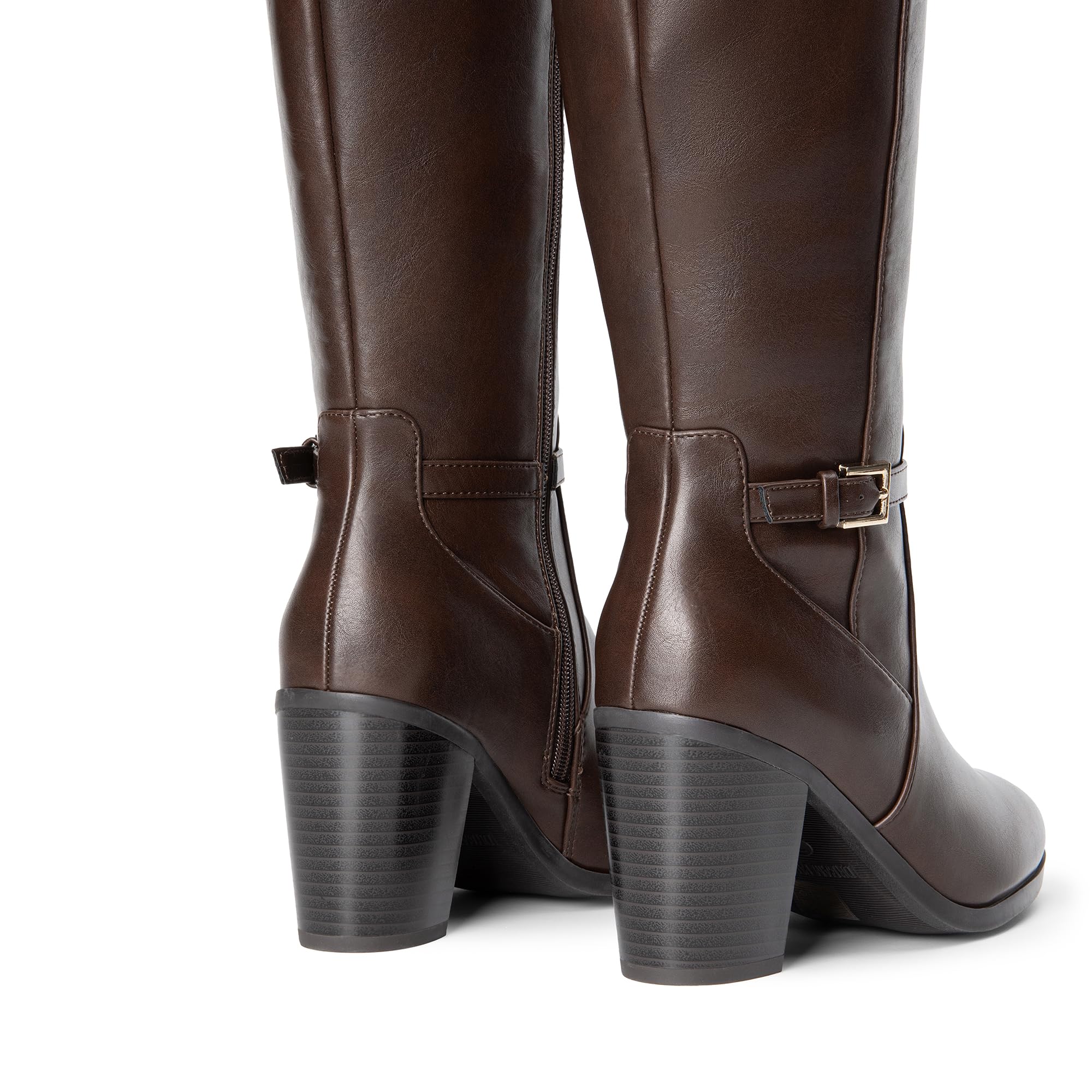 DREAM PAIRS Women's Knee-High Boots Comfortable Chunky Block Heel Side Zipper