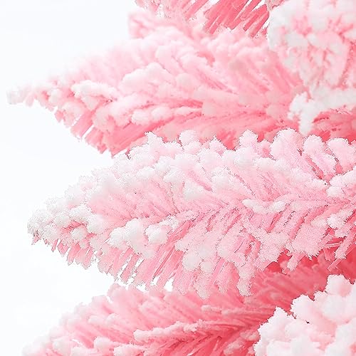 Miniatura 3 de LuxenHome - Árbol de Navidad artificial de 6 pies, color rosa