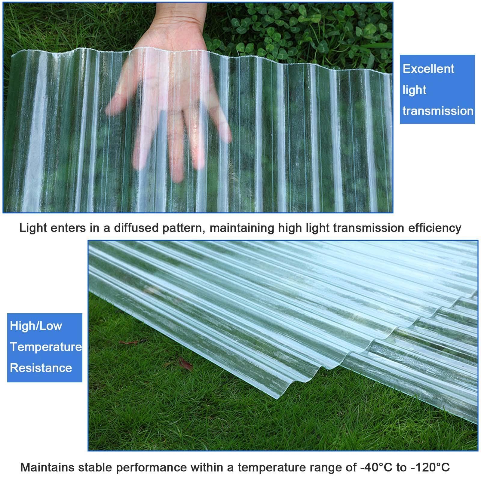 Placa Ondulada Tejado Transparente,Placa De Iluminación Natural FRP De 1mm,Chapas Perfiladas Techo,Paneles Ondulada Para Cocheras Silencioso Autolimpiables,6Pcs-0.9x1.4m(35x55in)