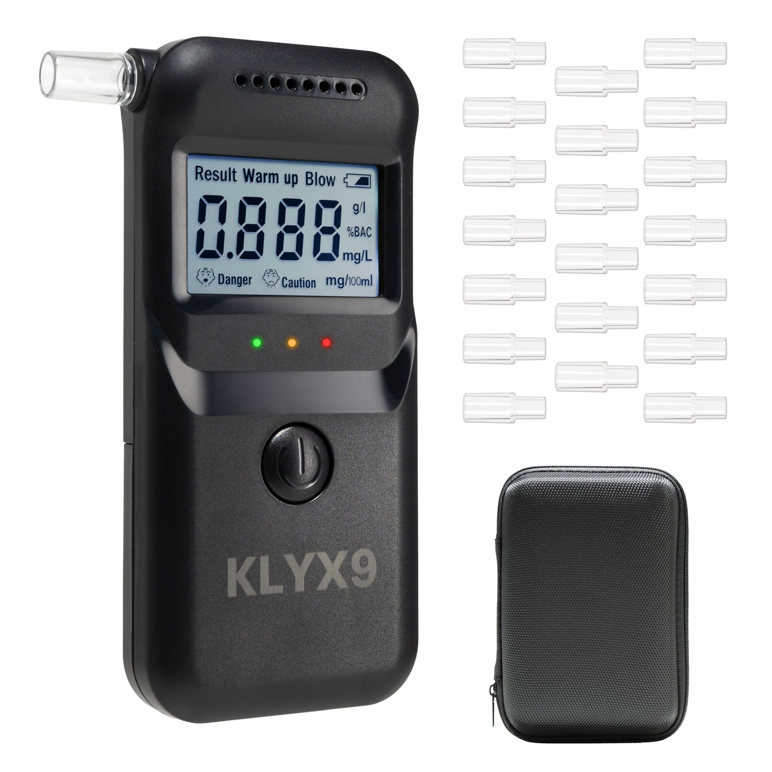 Professional Portable Breathalyzer DGT Approved with Case, LCD Display, 20 Sterilized Nozzles, High Precision Alcolymeter, Alcohol Test, Laser and Meter