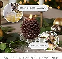 Vista 4 de Luminara Pinecone - Velas sin llama, con acabado marrón tiza, figuras de cono de pino, velas LED sin perfume, funcionan con pilas, con temporizador
