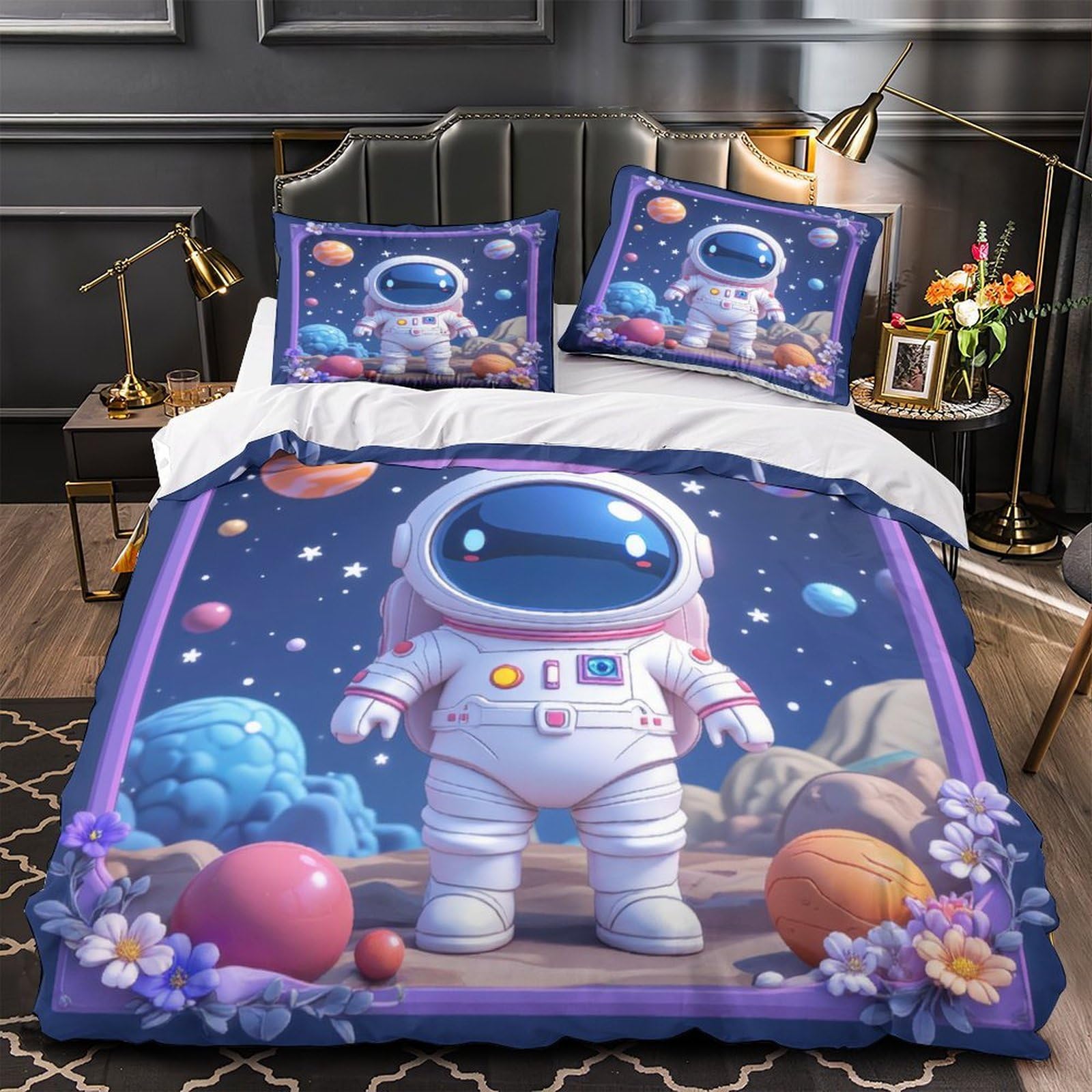 Housse de couette hypoallergénique microfibre douce pattes d'animaux