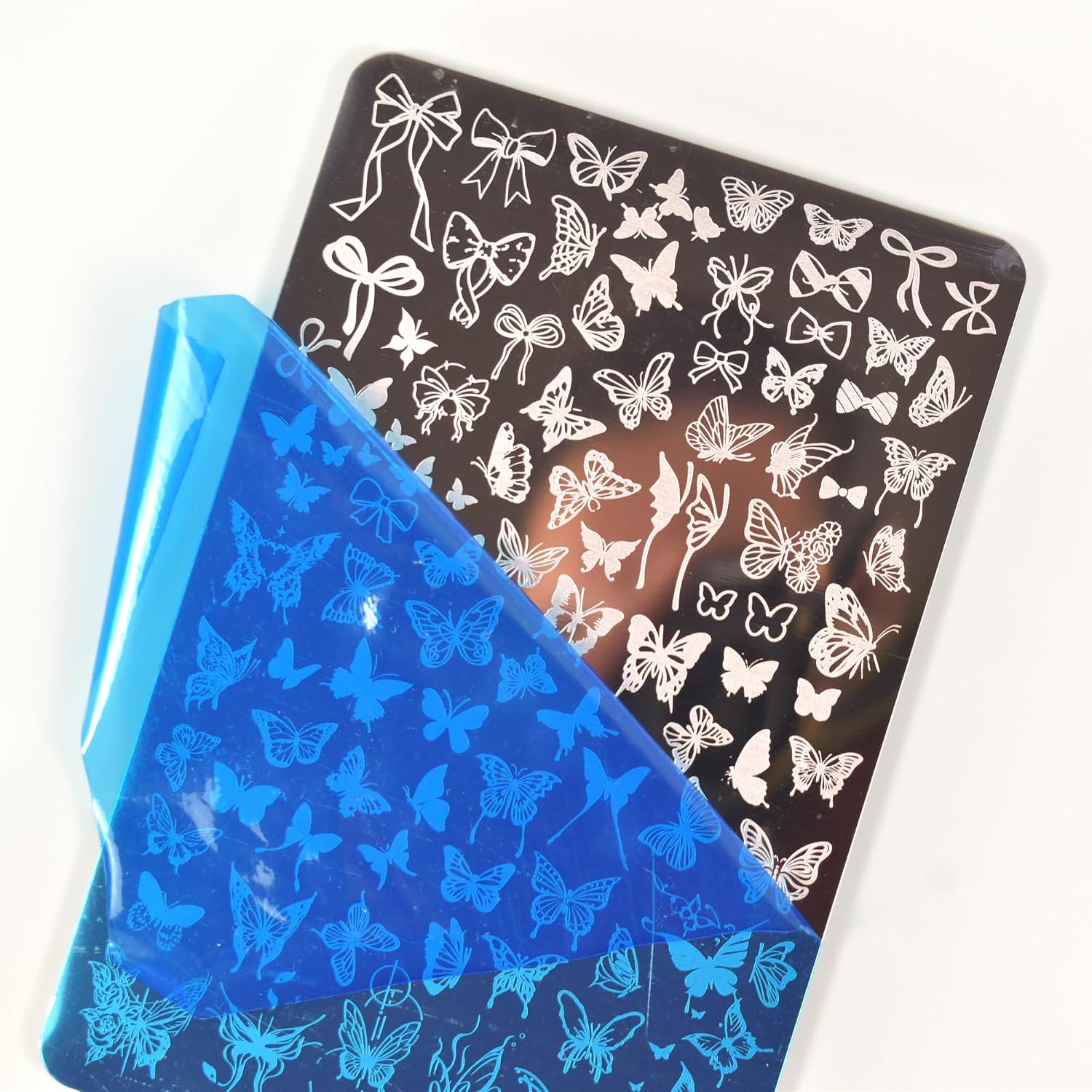 Nail Stamping Plate Lace Butterfly Bows Ribbon Pattern Template Plates for Stamping Cute Image and Art Design on Fingernails Floral Garden Petals Nail Art Templates