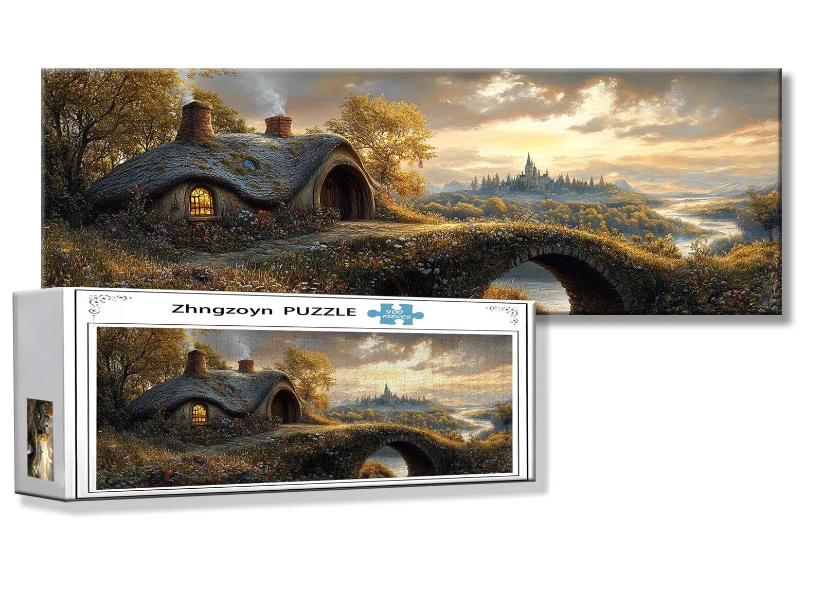 Puzzle Automne 900 Pieces Paysage Puzzle Adultes 87 x 34 cm DIY Difficile Classiques Jigsaw Panoramique, Adulte Jeu éducatif, 2025 Bois Jigsaw Art Impossible Famille Challenge, Cadeau pour Femme W-1