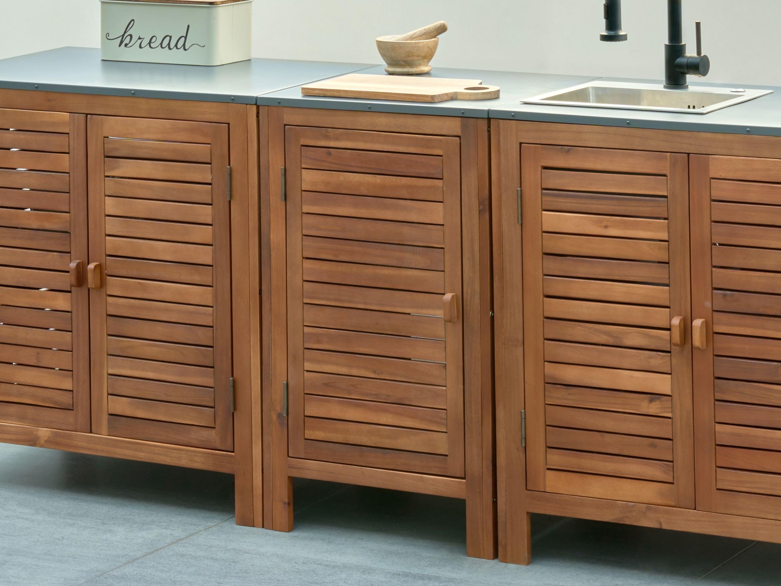 Outdoor-Küchenschrank Akazienholz braun schmal 50x50x83 cm 1 Tür Brucoli