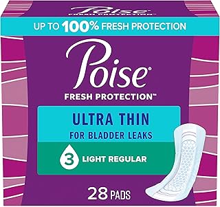 Poise Ultra Thin Postpartum Incontinence Pads, Light Absorbency, Regular Length, 28 Count