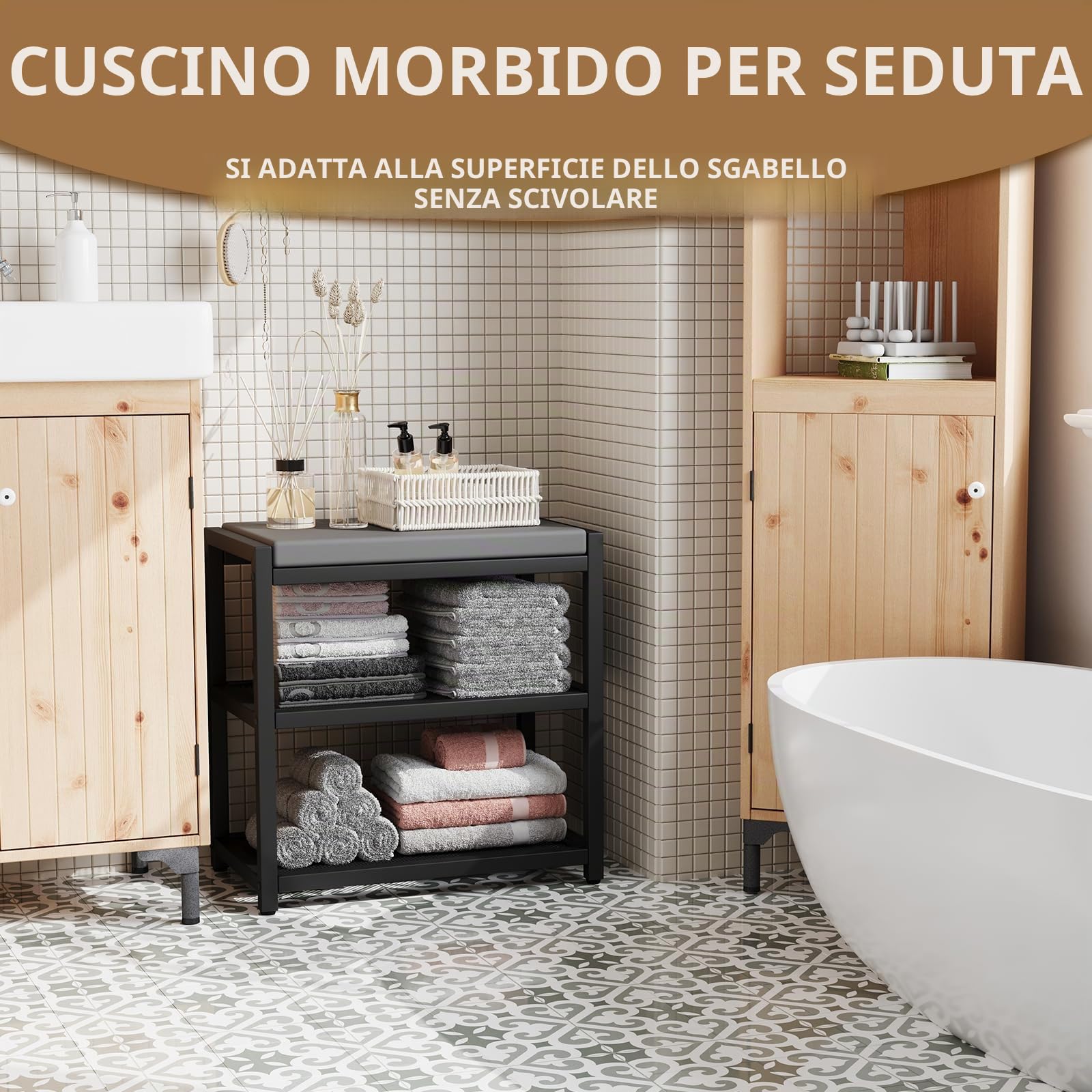 ZHOOGE Panca per scarpe, panca da ingresso con cuscino per seduta, organizer per scarpe stabile per ingresso, soggiorno, panca può contenere fino a 136 kg