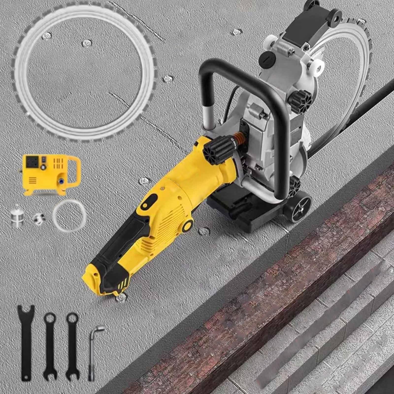 YXYLJOZ Electric Concrete Wall Cutting Machine, 5000W Ring Saw for Stone and Iron, Groove Cutting Slotter Tool,for road and bridge construction, home renovations,220v (2xblade)