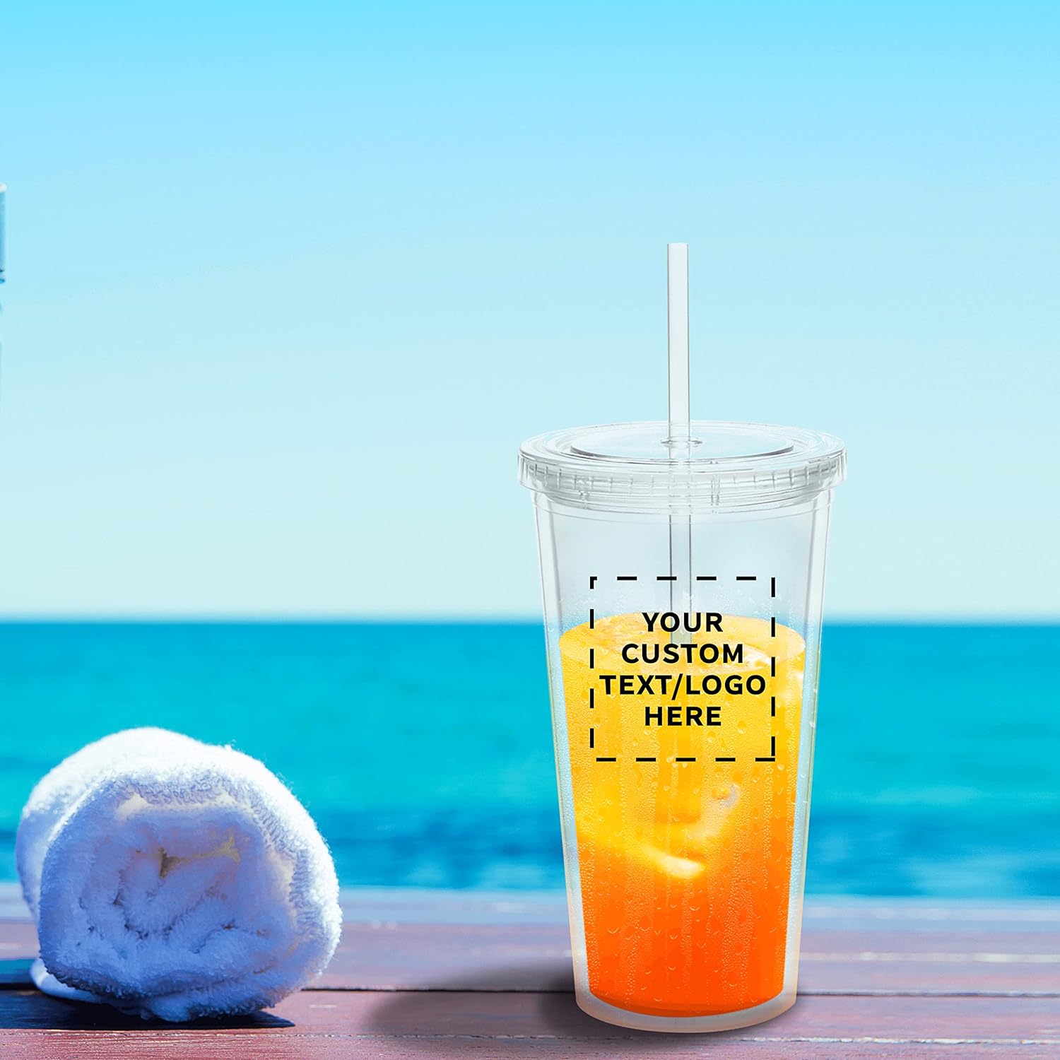 Custom Double Wall Acrylic Tumblers 20 oz. Set of 50, Personalized Bulk Pack - BPA Free, Perfect for Iced Coffee, Soda, Other Hot & Cold Beverages - Clear