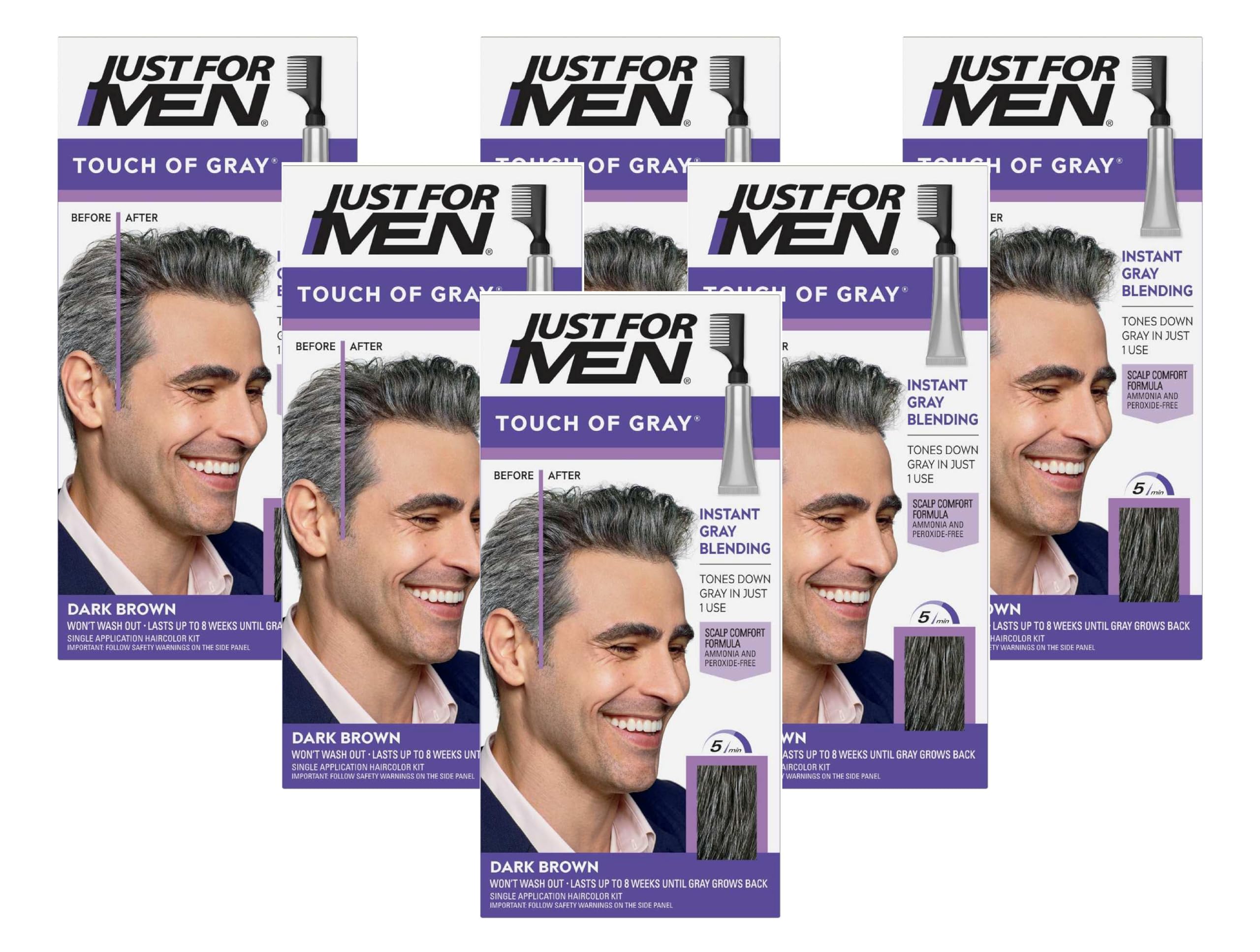 JUST FOR MEN Touch of Gray Hair Treatment T-45 Dark Brown, 1 Each (Pack of 6)