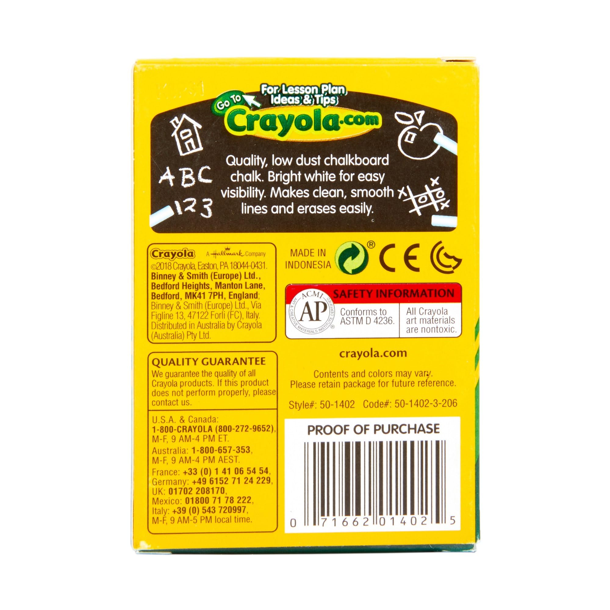 Crayola Anti-Dust Chalk-White 12/Pkg - 50-1402