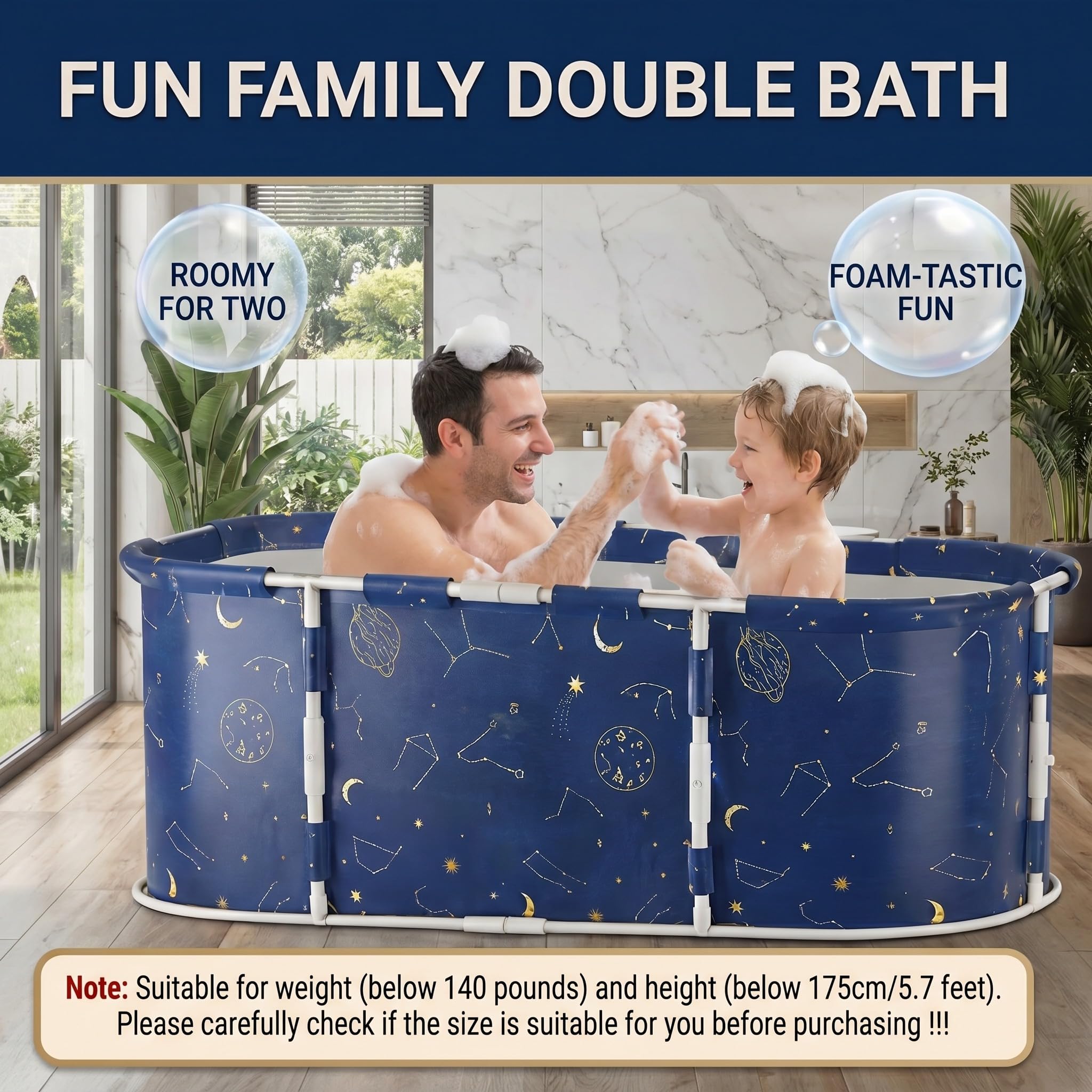 SOONHUA Vasca da bagno pieghevole portatile per adulti e vasca idromassaggio autoportante con cuscini per interni ed esterni Hot SPA Ice Bath, 120 x 60 x 50 cm
