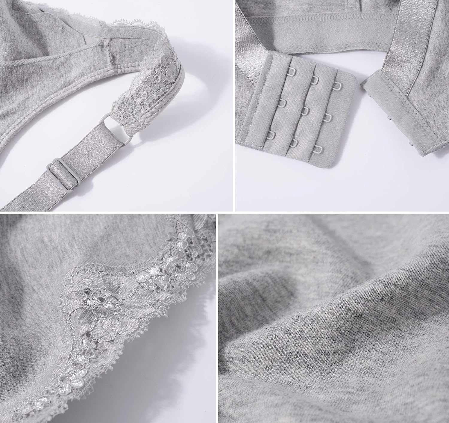 DotVol Women's Comfort Embroidered Lace Non Foam Wirefree Cotton Everyday Bra - Image 7