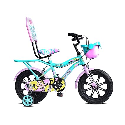 Leader Buddy Kids Cycle 14T with Training Wheels (SEMI-Assembled) for Boys and Girls Ideal for Age Group 2-5 Years | Frame: 8 Inches (14T, Sea Green_Light Pink)
